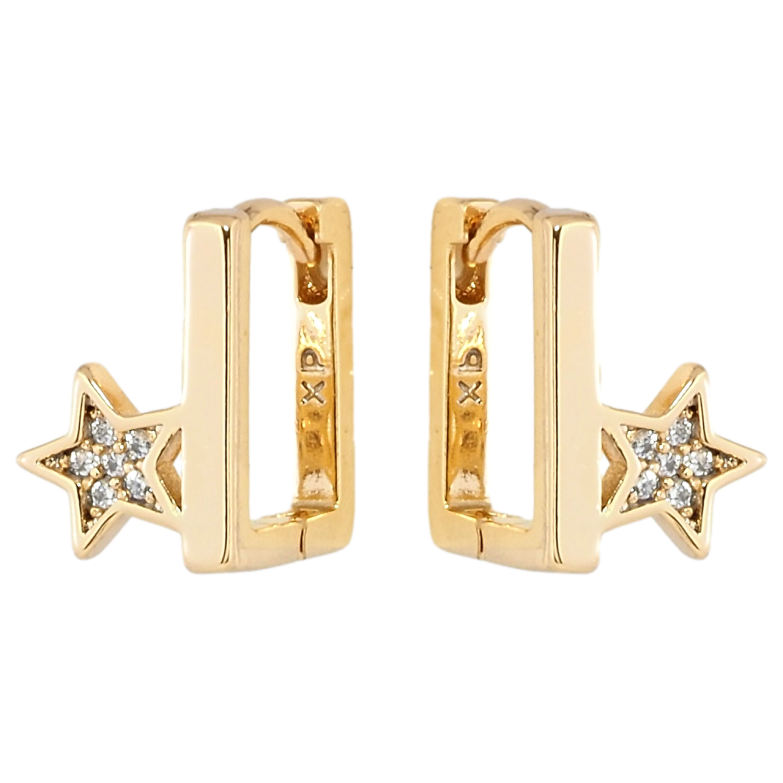 Серьги Xuping Позолота 18K колечки Прямоугольные с звездочками фото №1