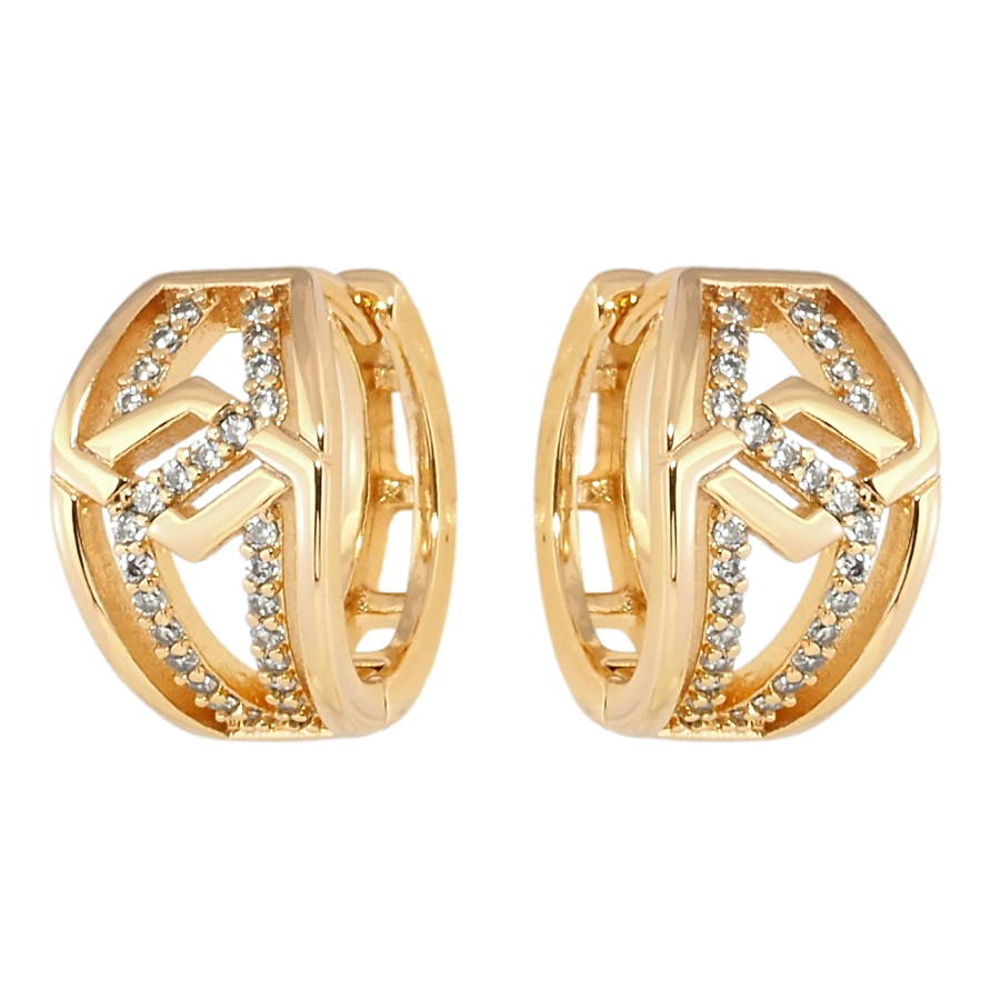Серьги Xuping Позолота 18K колечки Декоративный узор с цирконием фото №1