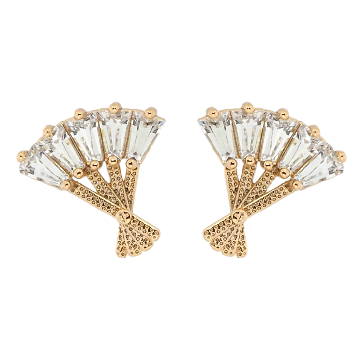 Серьги Xuping Позолота 18K пусеты Кристальный веер фото №4