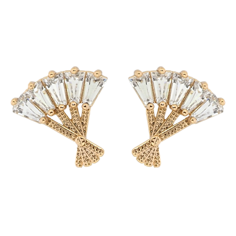 Сережки Xuping Позолота 18K пусети Кришталеве віяло фото №1 Сережки Xuping Позолота 18K пусети Кришталеве віяло фото №1