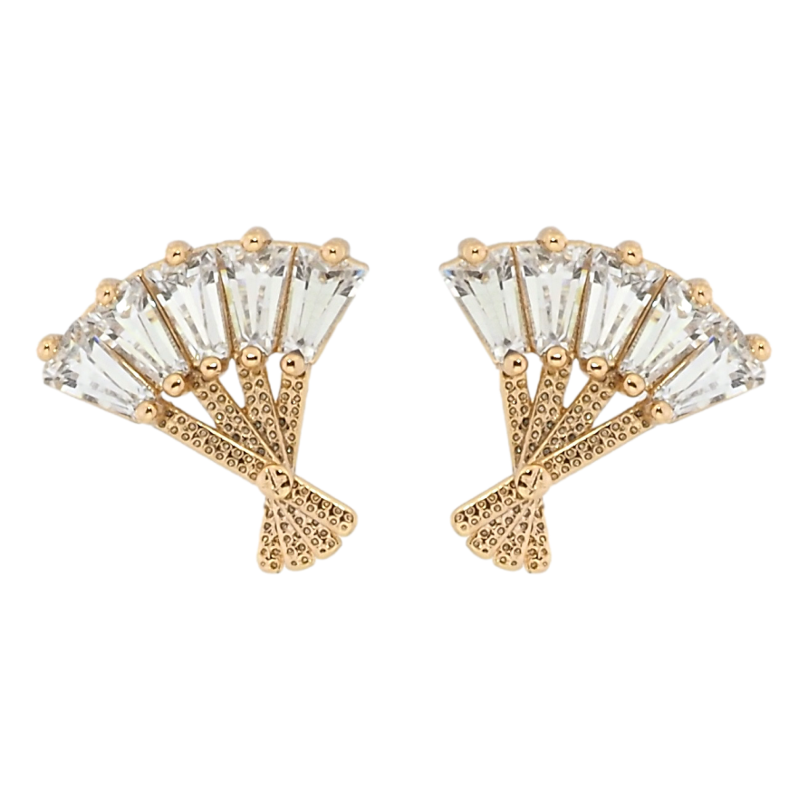 Серьги Xuping Позолота 18K пусеты Кристальный веер фото №1