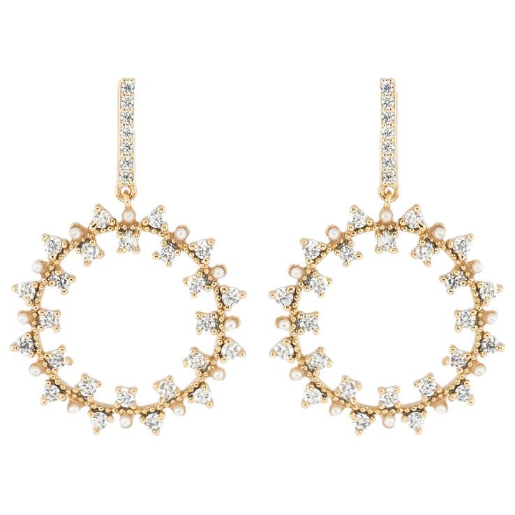 Серьги Xuping Позолота 18K пусеты Подвески жемчужно-кристальные веночки фото №2