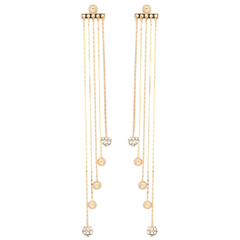 Сережки Xuping Позолота 18K пусети Декоративні підвіски кульки на ланцюжку ø 4мм, 2 в 1 фото №1