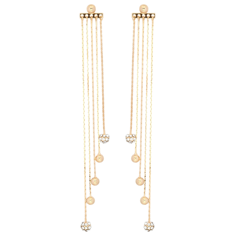 Серьги Xuping Позолота 18K пусеты Декоративные подвески шарики на цепочке ø 4мм, 2 в 1 фото №1