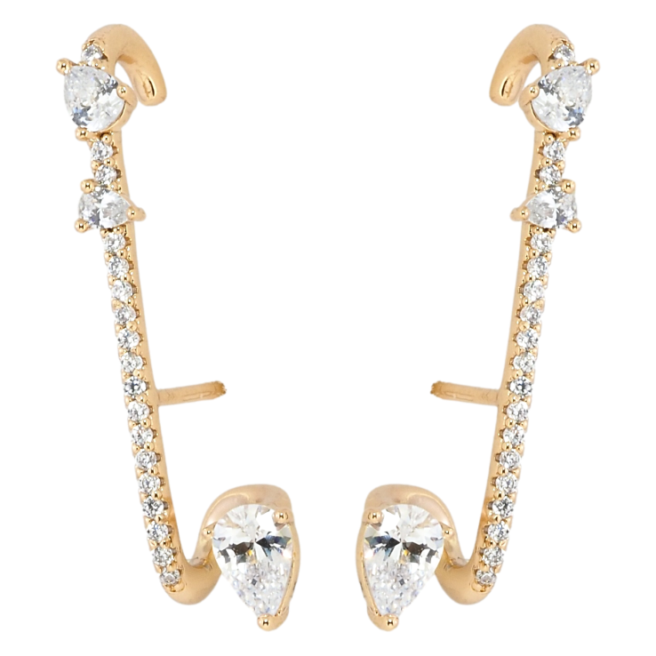 Серьги Xuping Позолота 18K пусеты-каффы Декоративные дорожки циркония фото №7