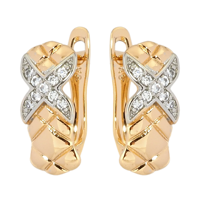 Серьги Xuping Позолота 18K + Родий английский замок Декоративный узор с цирконием фото №1 Серьги Xuping Позолота 18K + Родий английский замок Декоративный узор с цирконием фото №1