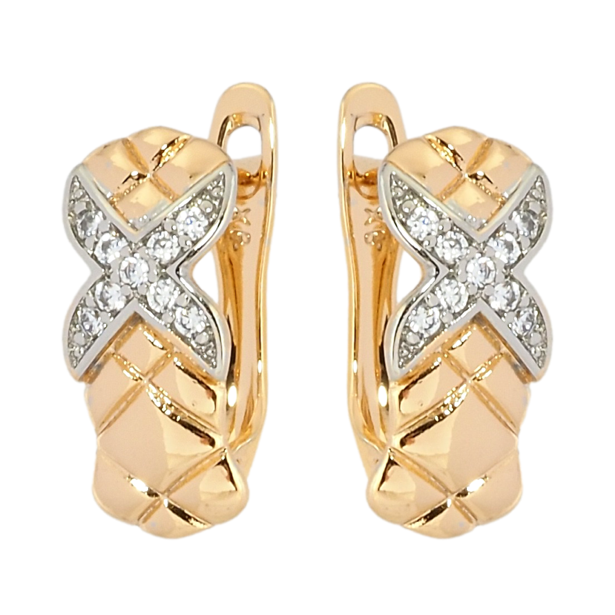 Серьги Xuping Позолота 18K + Родий английский замок Декоративный узор с цирконием фото №1 Серьги Xuping Позолота 18K + Родий английский замок Декоративный узор с цирконием фото №1