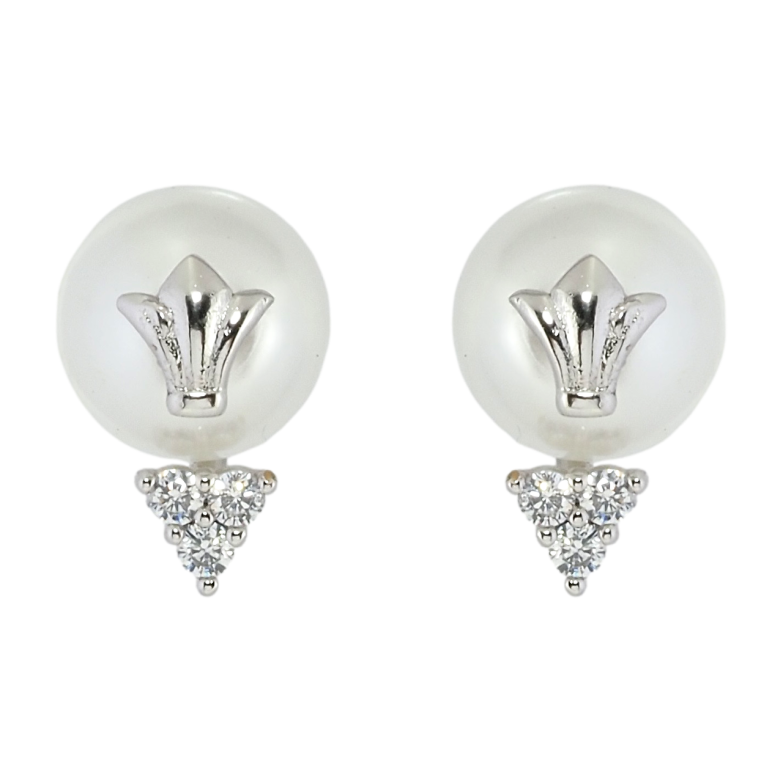 Серьги Xuping Родий пусеты Жемчужины с декоративными накладками фото №1 Серьги Xuping Родий пусеты Жемчужины с декоративными накладками фото №1