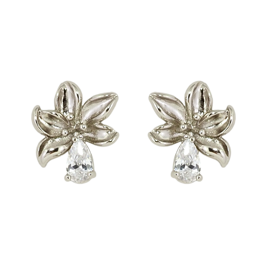Сережки Xuping Родій пусети Квіточки із кристалами фото №1