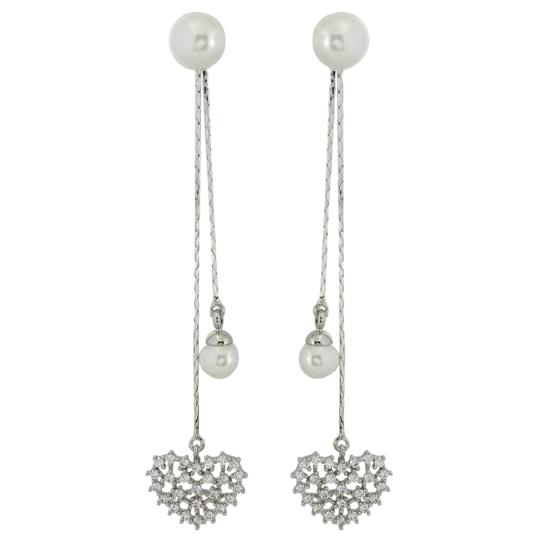 Сережки Xuping Родій пусети Перлинні підвіски із серцями 2 в 1, ø 8мм фото №5