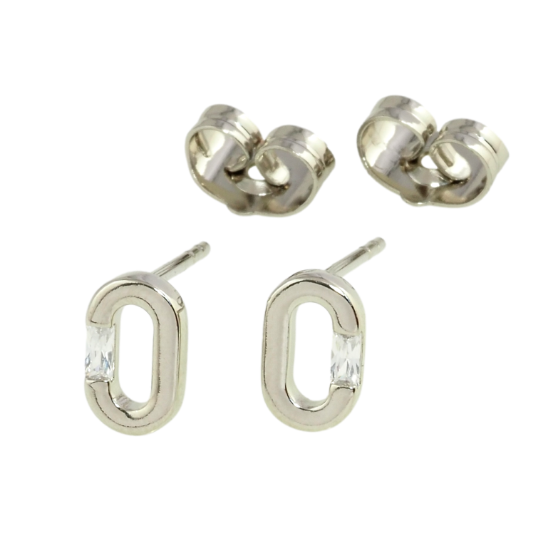 Серьги Xuping Родий пусеты Овалы с кристаллами фото №1