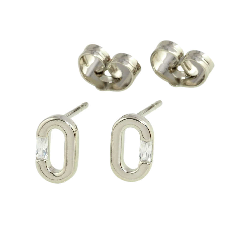 Сережки Xuping Родій пусети Овали із кристалами фото №1