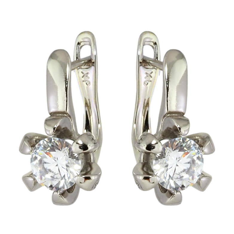 Сережки Xuping Родій англійський замок Квіточки з цирконієм фото №1 Сережки Xuping Родій англійський замок Квіточки з цирконієм фото №1