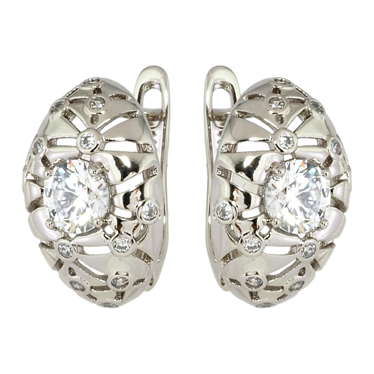 Серьги Xuping Родий английский замок Резной орнамент с цирконием фото №23