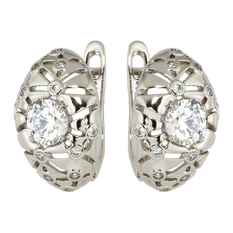 Сережки Xuping Родій англійський замок Різьблений орнамент з цирконієм фото №2