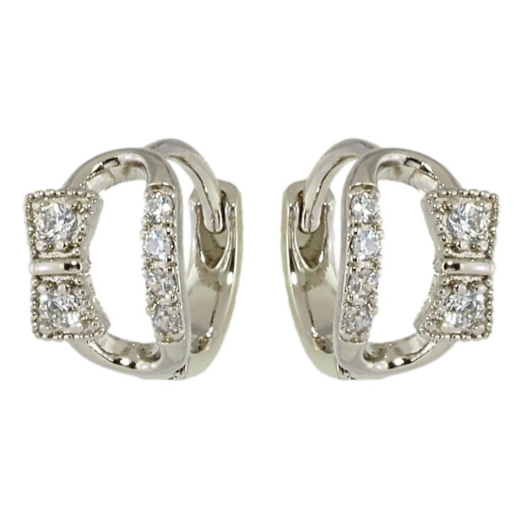 Серьги Xuping Родий колечки Овалы с бантами и цирконием фото №17