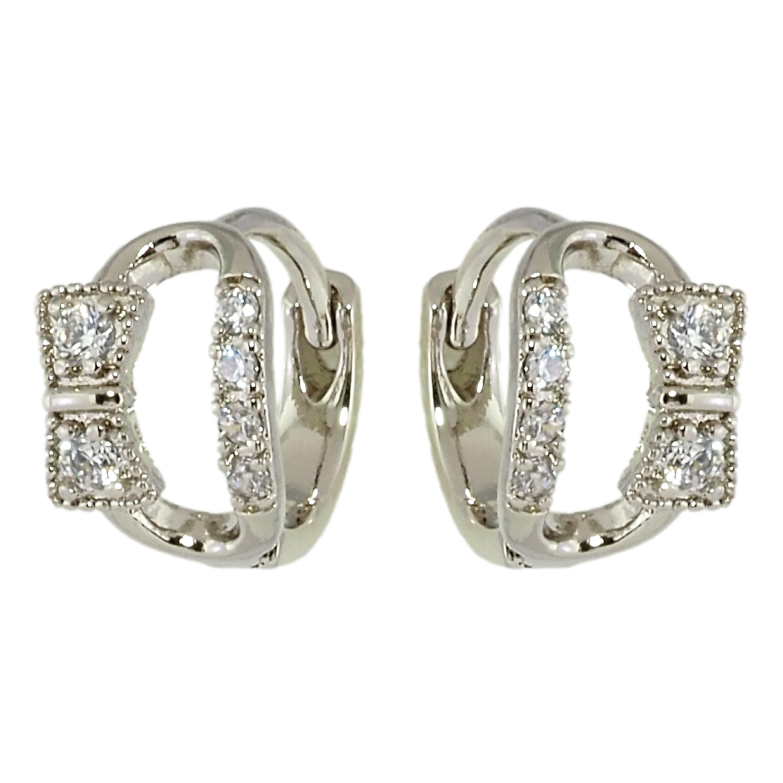 Сережки Xuping Родій колечка Овали з бантами та цирконієм фото №1