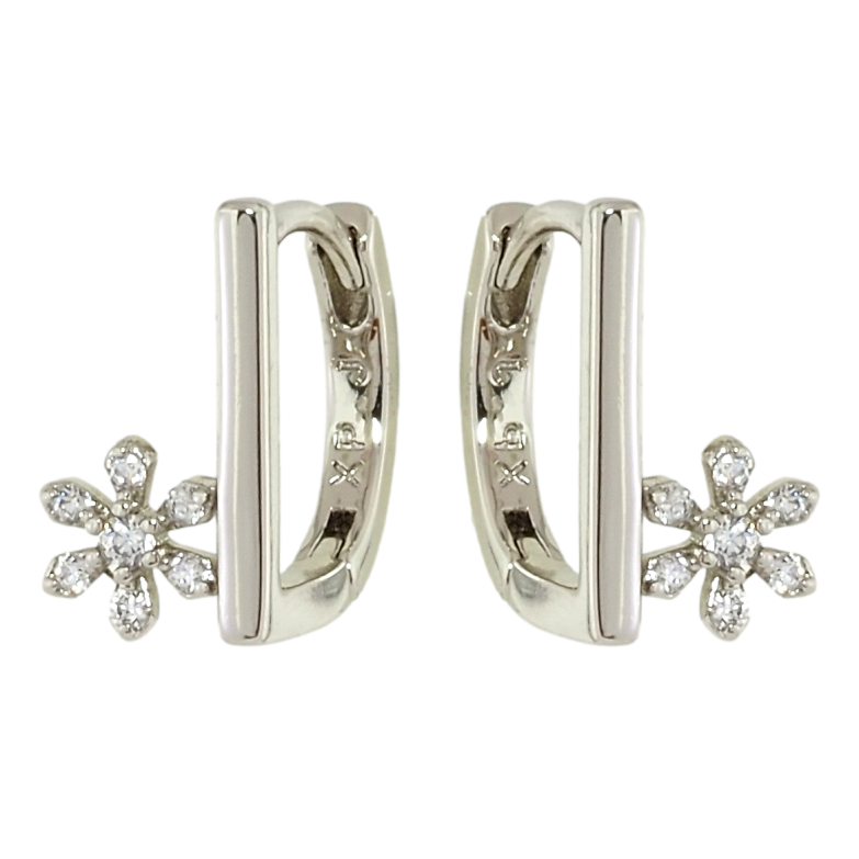 Серьги Xuping Родий колечки Декоративные с цветочками фото №3