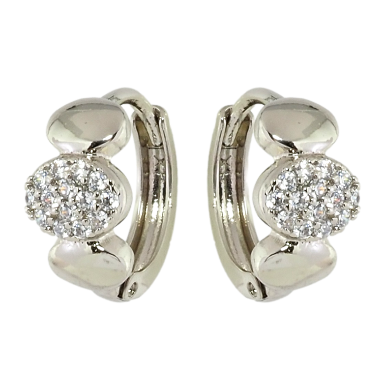 Серьги Xuping Родий колечки Узор овалы с цирконием фото №1