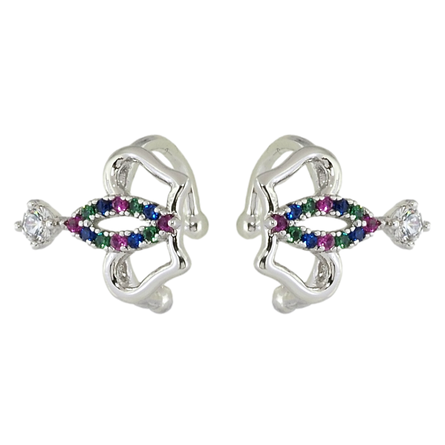 Серьги Xuping Родий каффы Корона с цветным цирконием фото №1