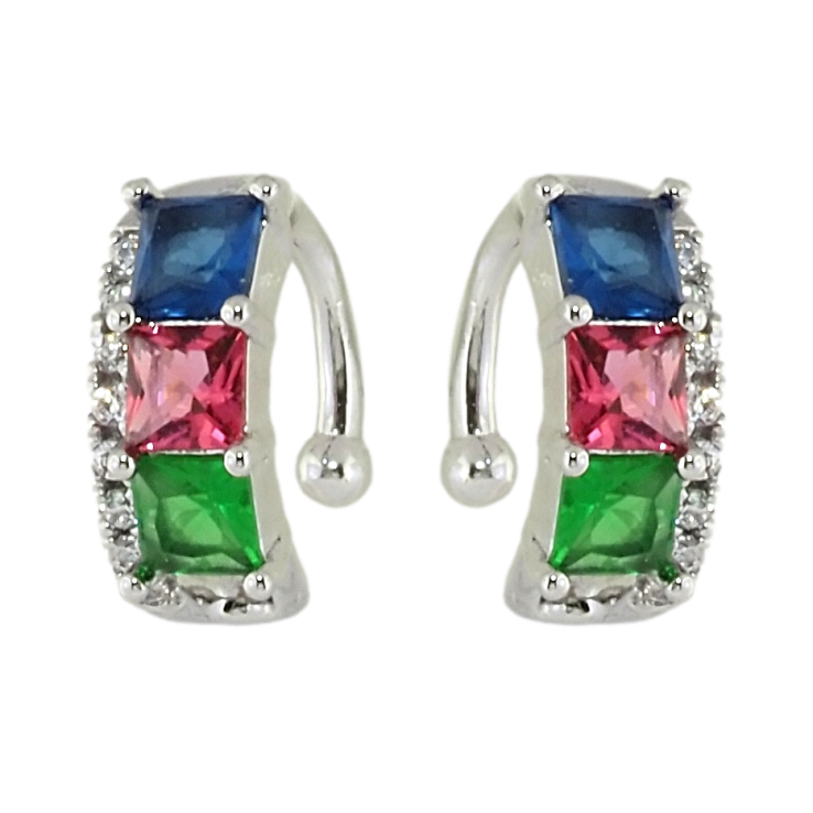 Серьги Xuping Родий каффы Дорожки цветных фианитов с цирконием фото №16