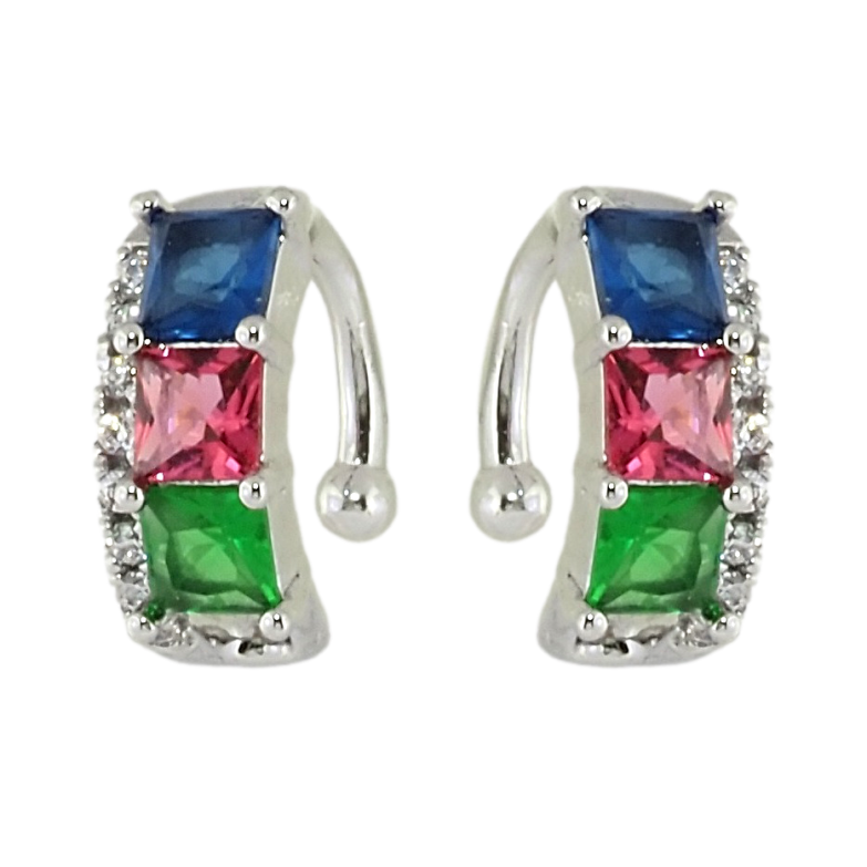 Сережки Xuping Родій кафи Доріжки кольорових фіанітів з цирконієм фото №1