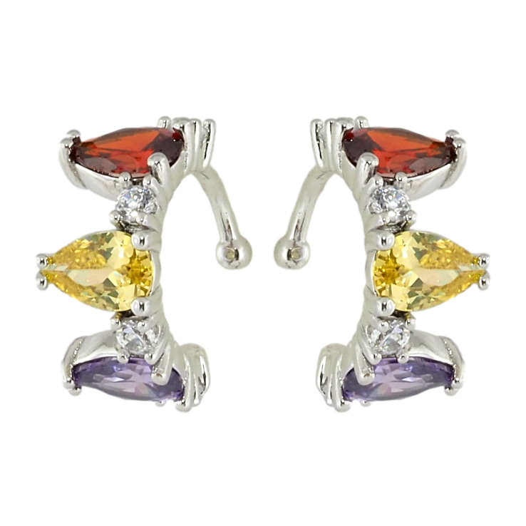 Серьги Xuping Родий каффы Цветные фианиты фото №3