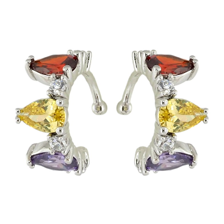 Серьги Xuping Родий каффы Цветные фианиты фото №1