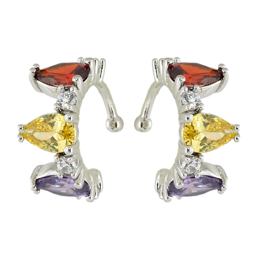 Серьги Xuping Родий каффы Цветные фианиты фото №1