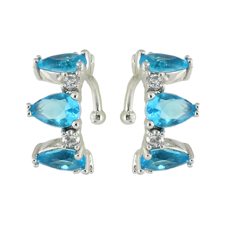 Серьги Xuping Родий каффы Голубые фианиты фото №11