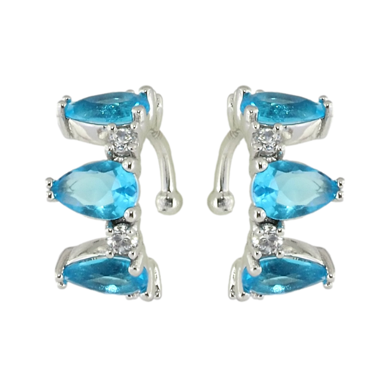 Серьги Xuping Родий каффы Голубые фианиты фото №1 Серьги Xuping Родий каффы Голубые фианиты фото №1