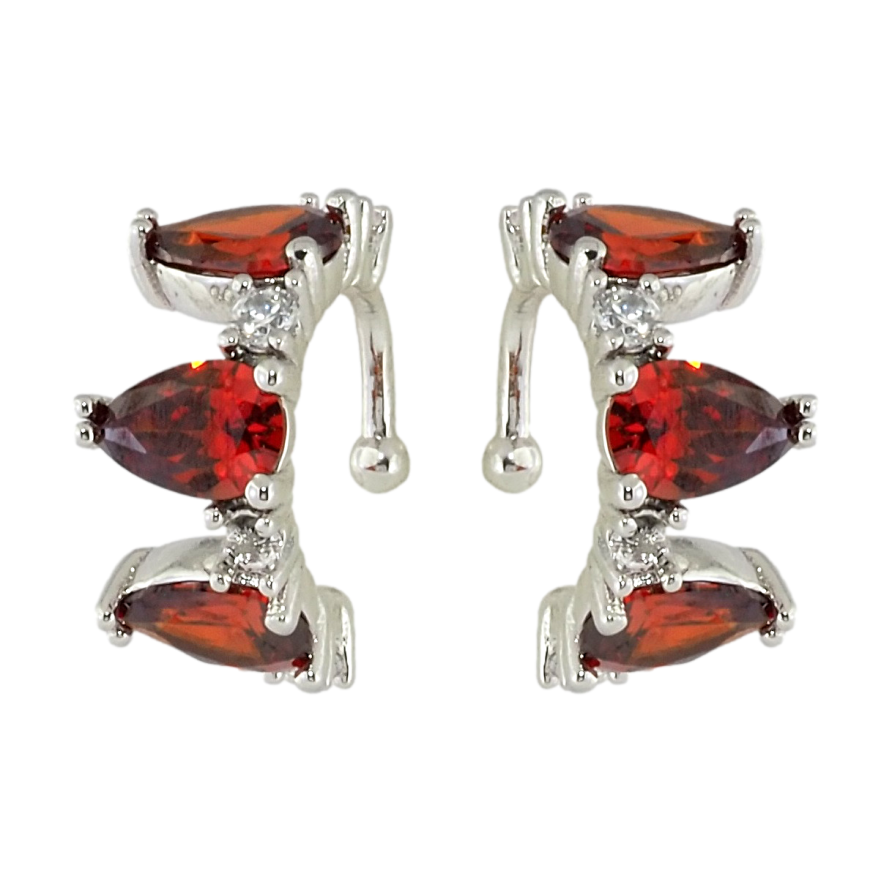 Серьги Xuping Родий каффы Красные фианиты фото №1