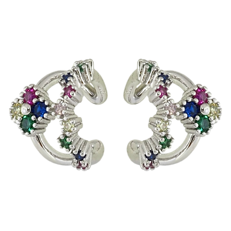 Серьги Xuping Родий каффы Узор с цветным цирконием фото №4