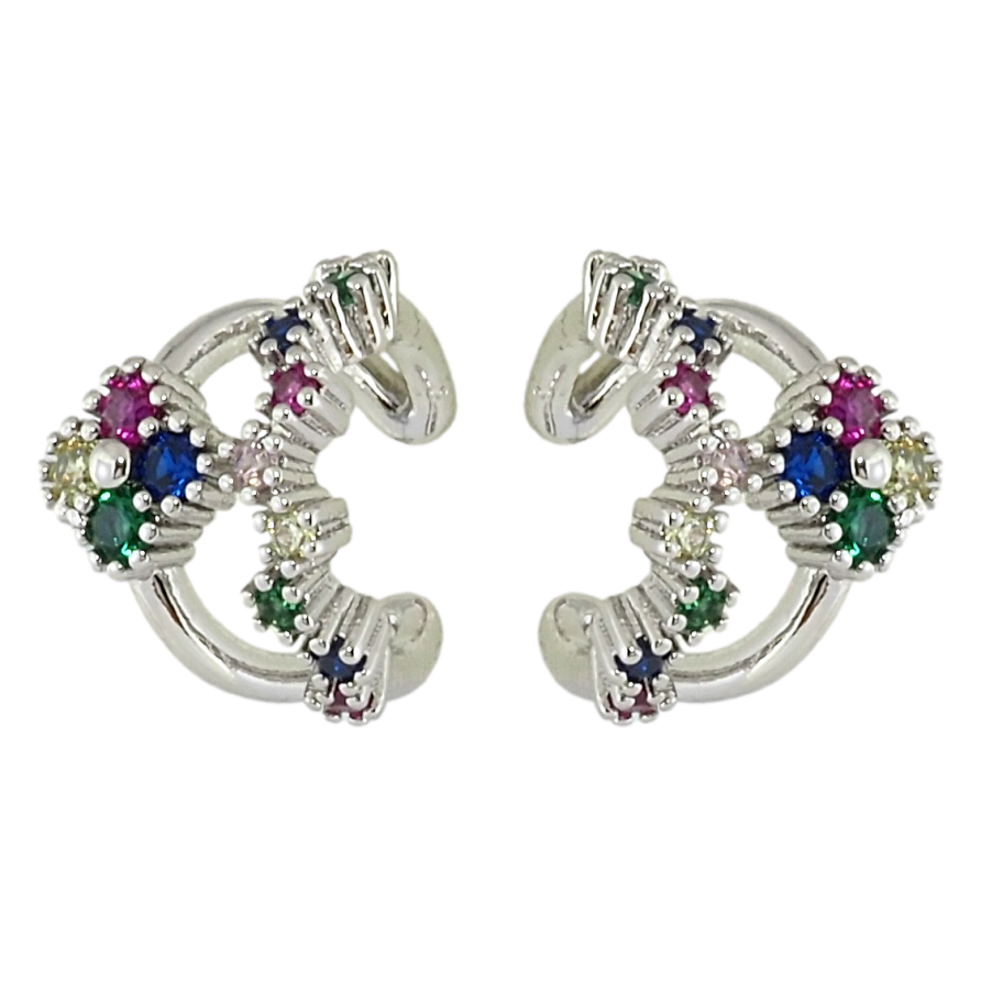 Серьги Xuping Родий каффы Узор с цветным цирконием фото №1