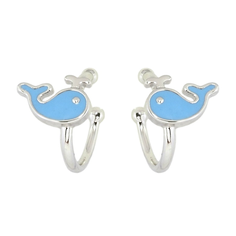 Серьги детские Xuping Родий каффы Кити с голубой эмалью фото №1 Серьги детские Xuping Родий каффы Кити с голубой эмалью фото №1