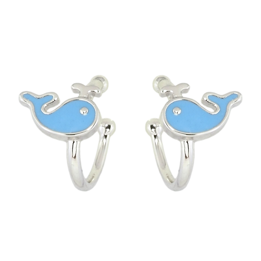 Серьги детские Xuping Родий каффы Кити с голубой эмалью фото №1 Серьги детские Xuping Родий каффы Кити с голубой эмалью фото №1