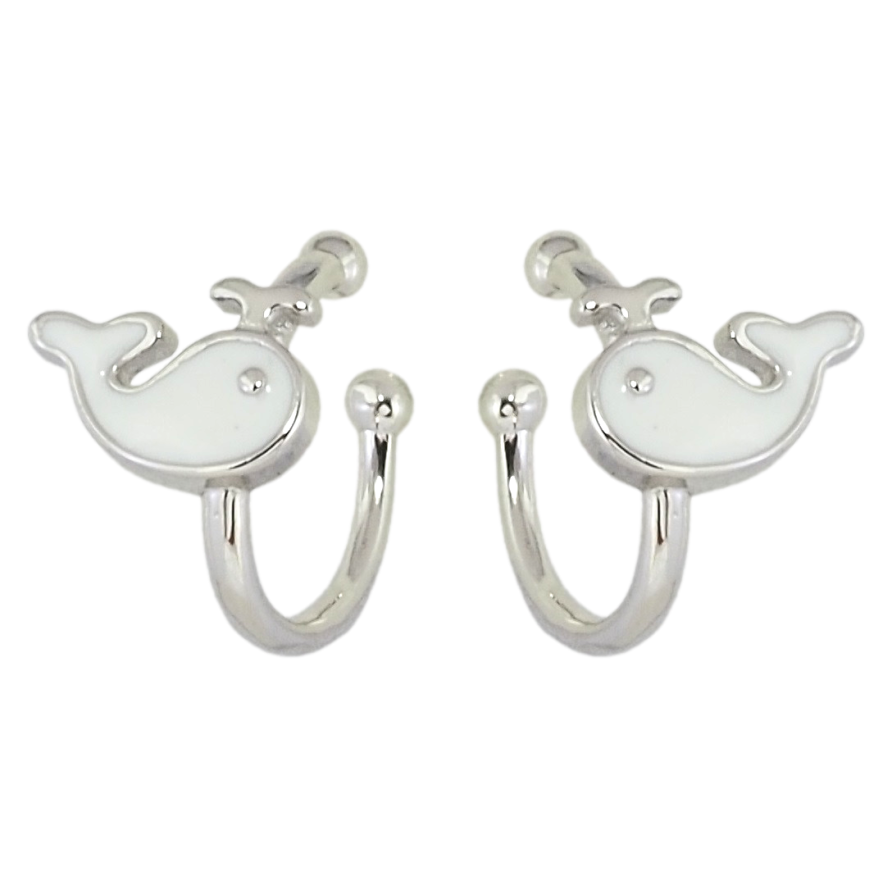 Сережки дитячі Xuping Родій кафи Кити з білою емаллю фото №1