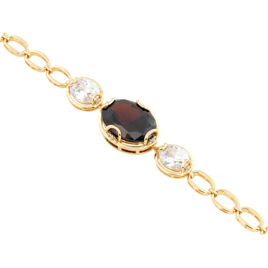 Браслет Xuping Позолота 18K Вставка три фіаніта довжина з дод. замком 18,20см х 7мм фото №1