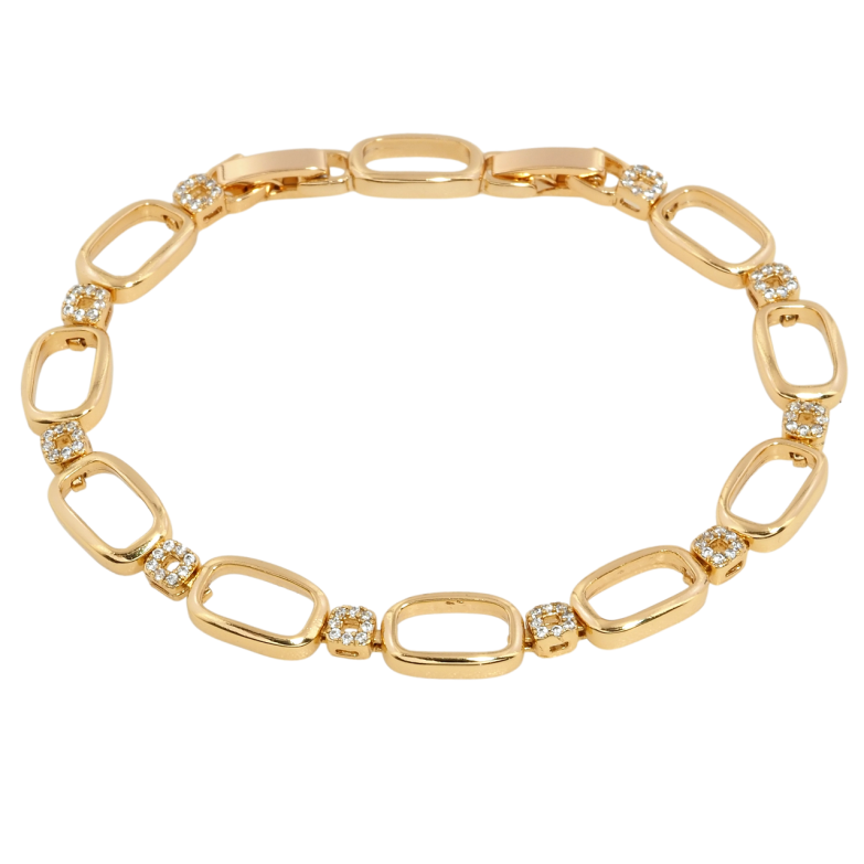 Браслет Xuping Позолота 18K Овальні ланки з цирконієм довжина з дод. замком 17,19.5см х 4-8мм фото №1