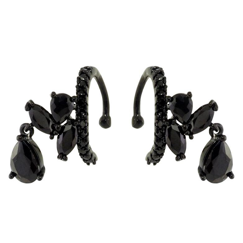 Сережки Xuping Позолота Black (чорне золото) кафи Візерунок з чорним цирконієм фото №1