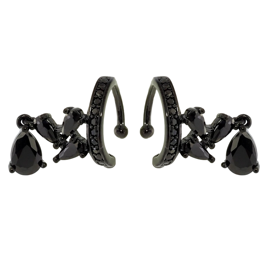 Сережки Xuping Позолота Black (чорне золото) кафи Декоративний візерунок з чорним цирконієм фото №1