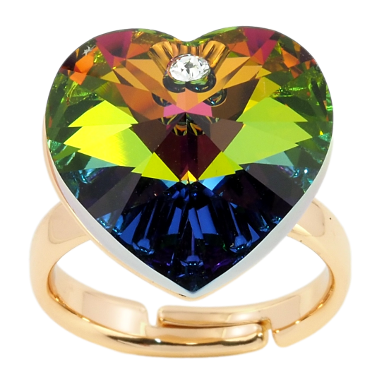 Кольцо Xuping цвет 18K с кр-ми Swarovski Сердце кристалл Vitrail Medium фото №1