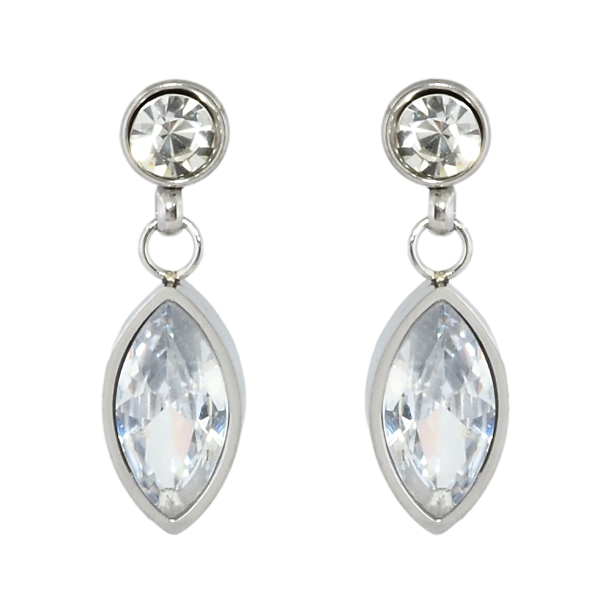 Сережки Xuping TTM Stainless Steel колір Родій пусети Підвіски з цирконієм фото №1