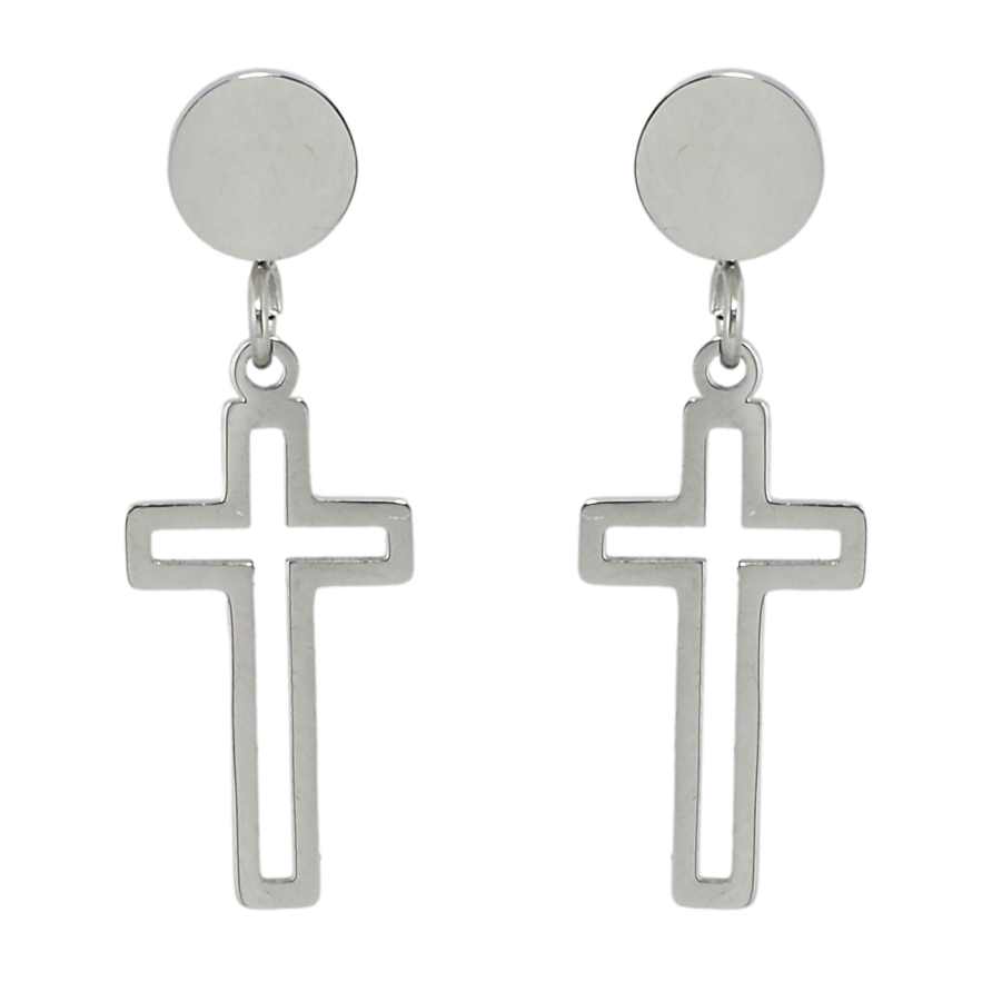 Сережки Xuping TTM Stainless Steel колір Родій пусети Підвіски хрестики фото №1