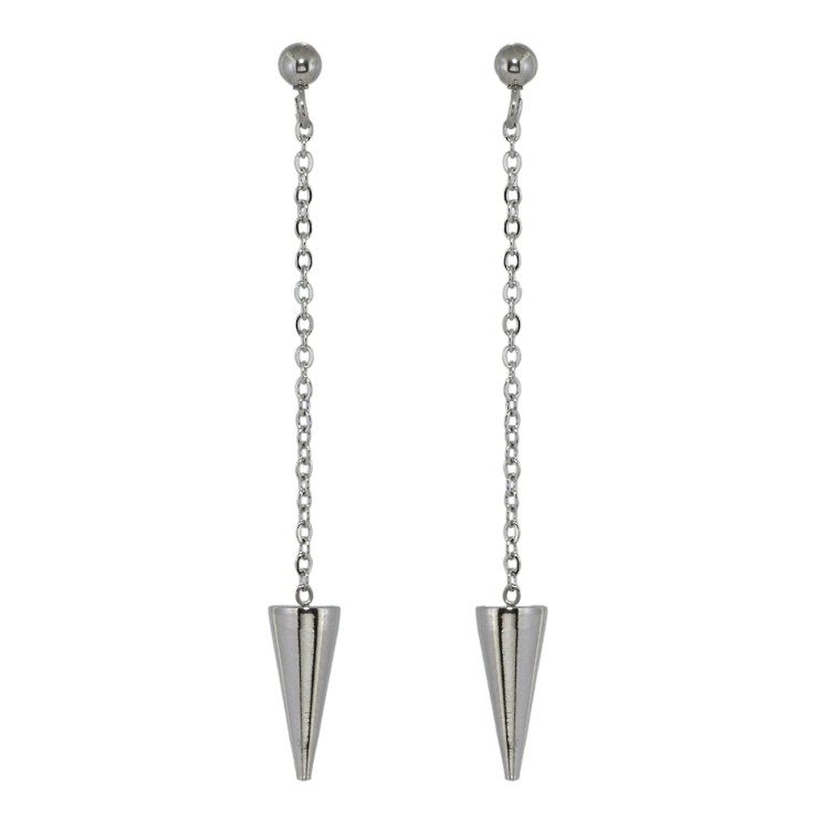 Сережки Xuping TTM Stainless Steel колір Родій пусети Підвіски конус на ланцюжку фото №16