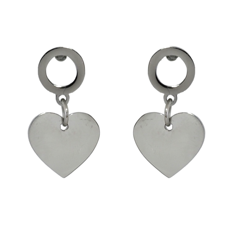Сережки Xuping TTM Stainless Steel колір Родій пусети Підвіски сердечки фото №1