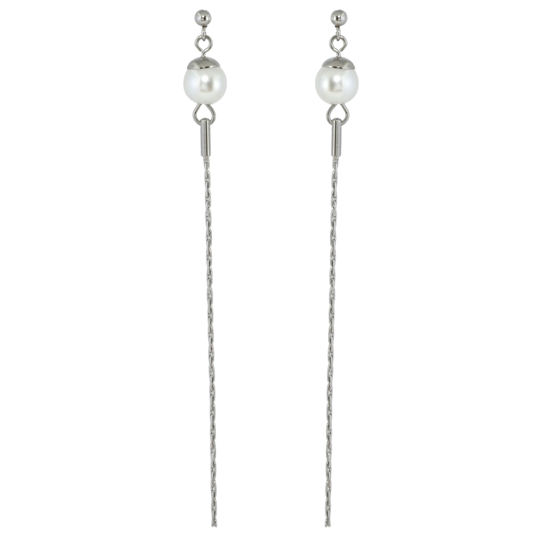 Серьги Xuping TTM Stainless Steel цвет Родий пусеты Жемчужные подвески фото №1