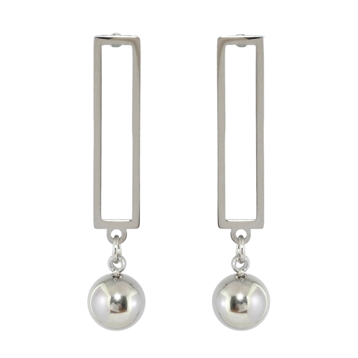 Серьги Xuping TTM Stainless Steel цвет Родий пусеты Прямоугольники с подвесками шариками фото №10 Серьги Xuping TTM Stainless Steel цвет Родий пусеты Прямоугольники с подвесками шариками фото №10