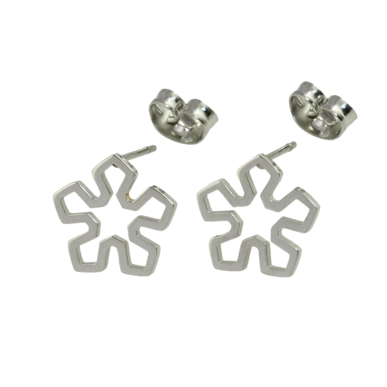 Серьги Xuping TTM Stainless Steel цвет Родий пусеты Цветочки фото №1