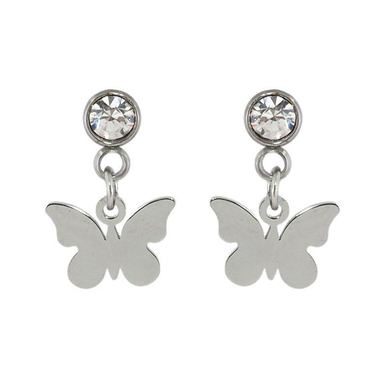 Сережки Xuping TTM Stainless Steel колір Родій пусети Підвіски метелики фото №1